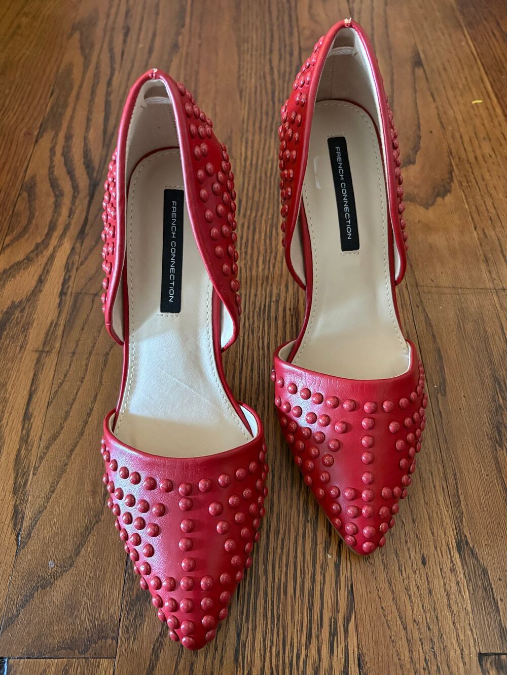 French Connection Red Women's Forever Studded Two-Piece Pumps NWOT